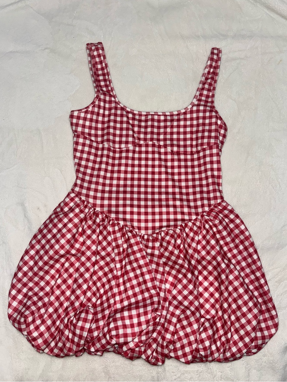 SHEIN Red and White Gingham Mini Dress